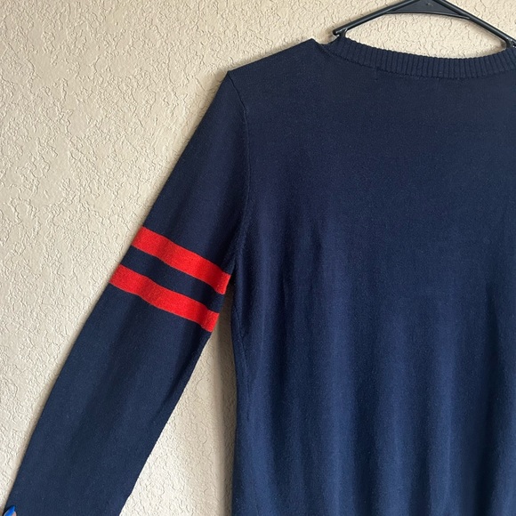 Blue with Red Stripes Cardigan Sweater, Size M - Picture 3 of 10